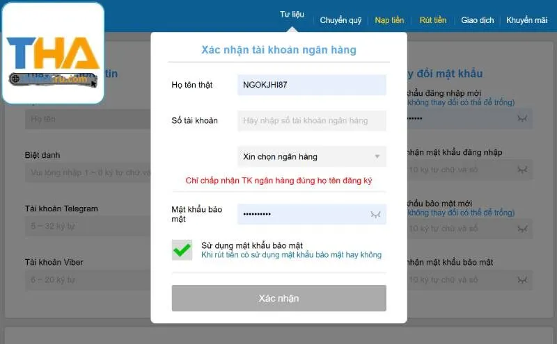 Mỗi hội viên được tạo 1 tài khoản game